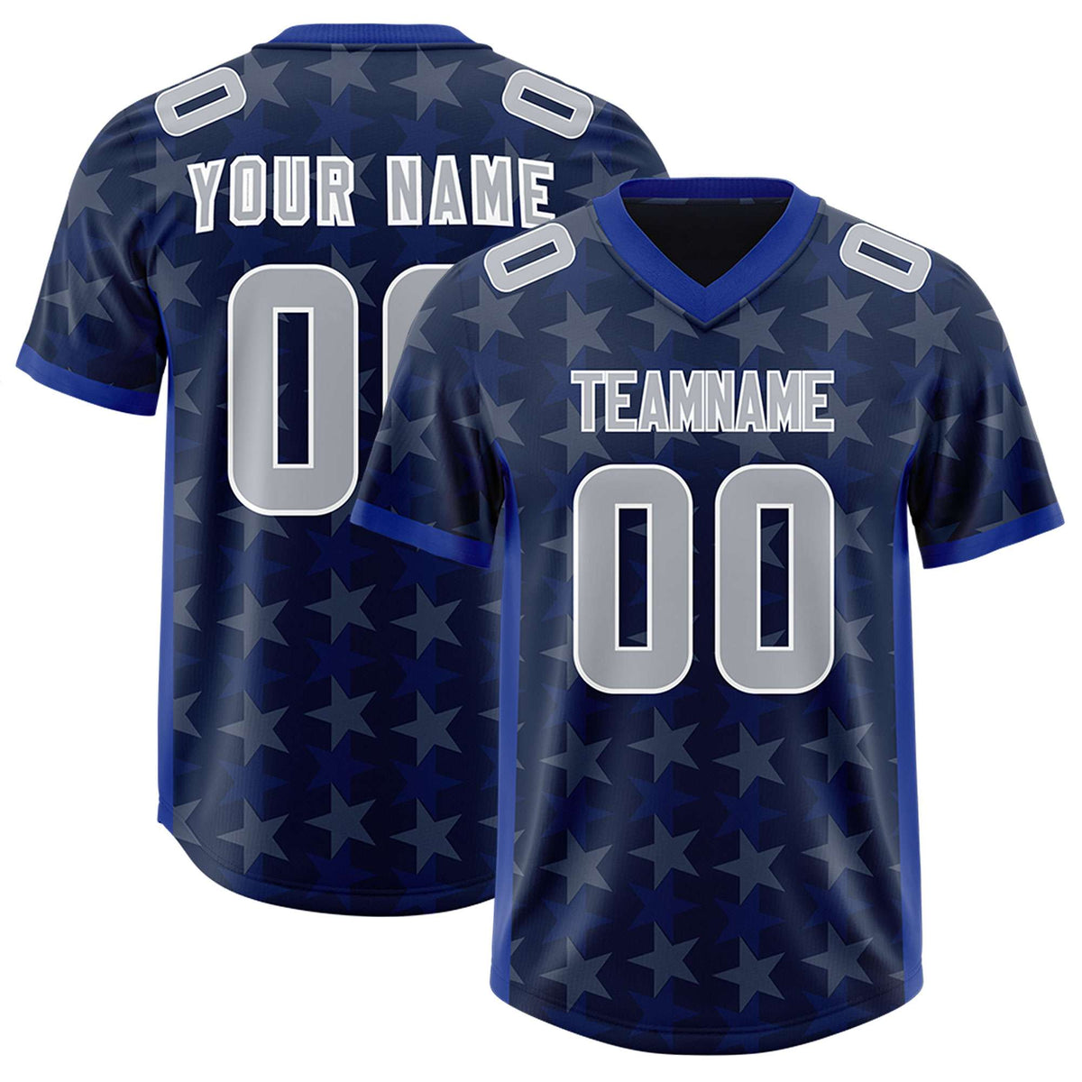 Custom Navy Royal Personalized All Star Graffiti Pattern Authentic American Football Jersey