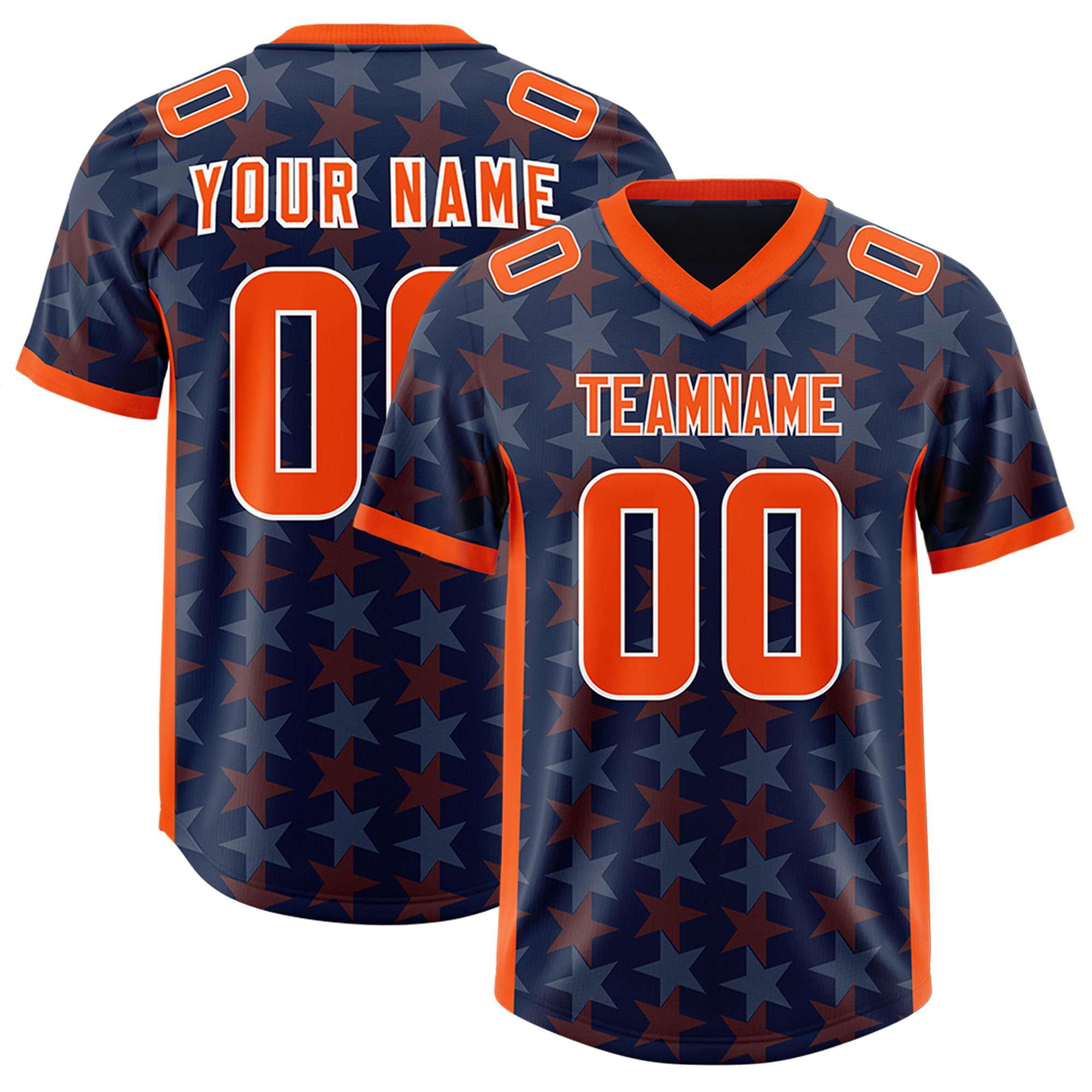 Custom Navy Orange Personalized All Star Graffiti Pattern Authentic American Football Jersey