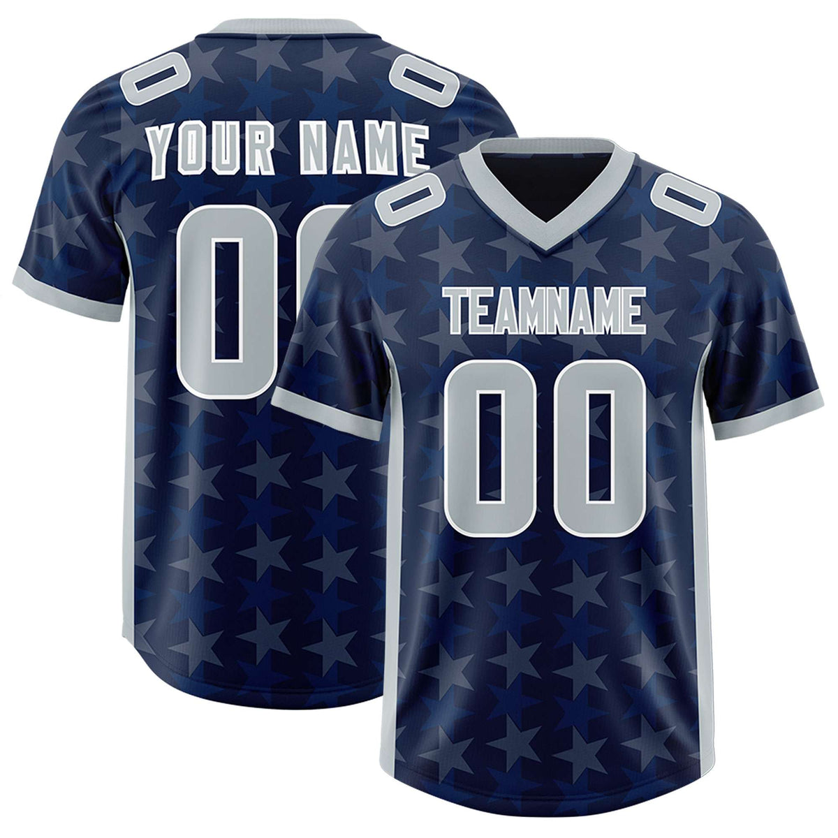 Custom Navy Grey Personalized All Star Graffiti Pattern Authentic American Football Jersey