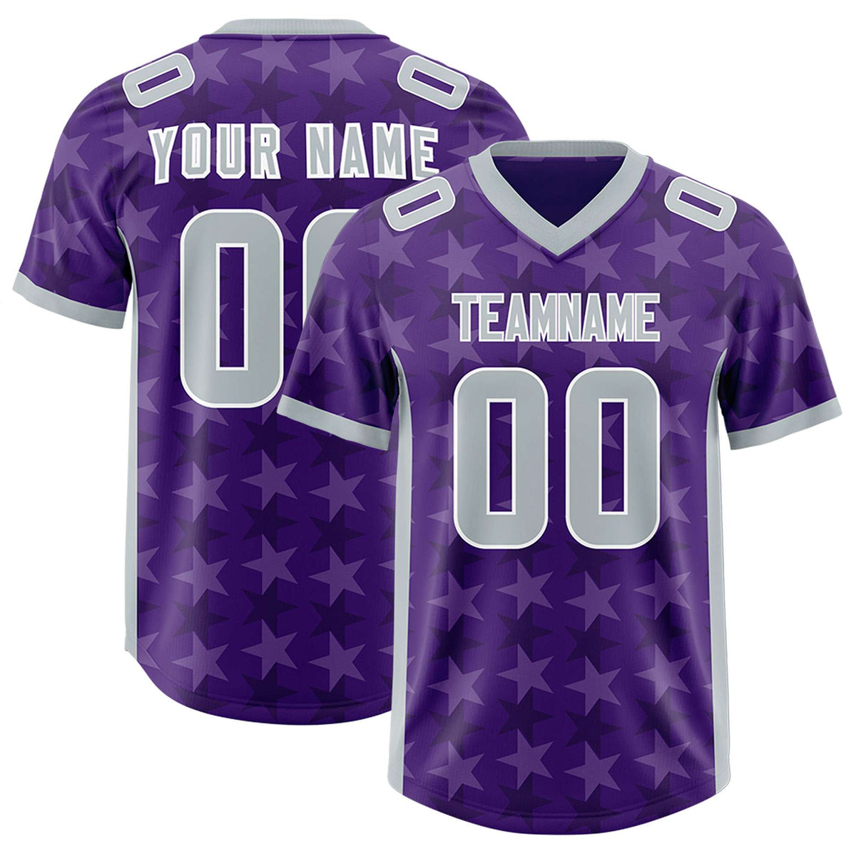 Custom Purple Grey Personalized All Star Graffiti Pattern Authentic American Football Jersey