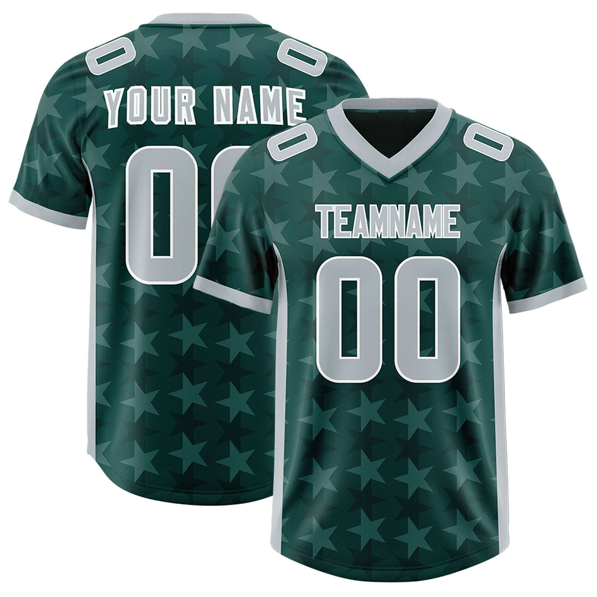 Custom Midnight Green Grey Personalized All Star Graffiti Pattern Authentic American Football Jersey