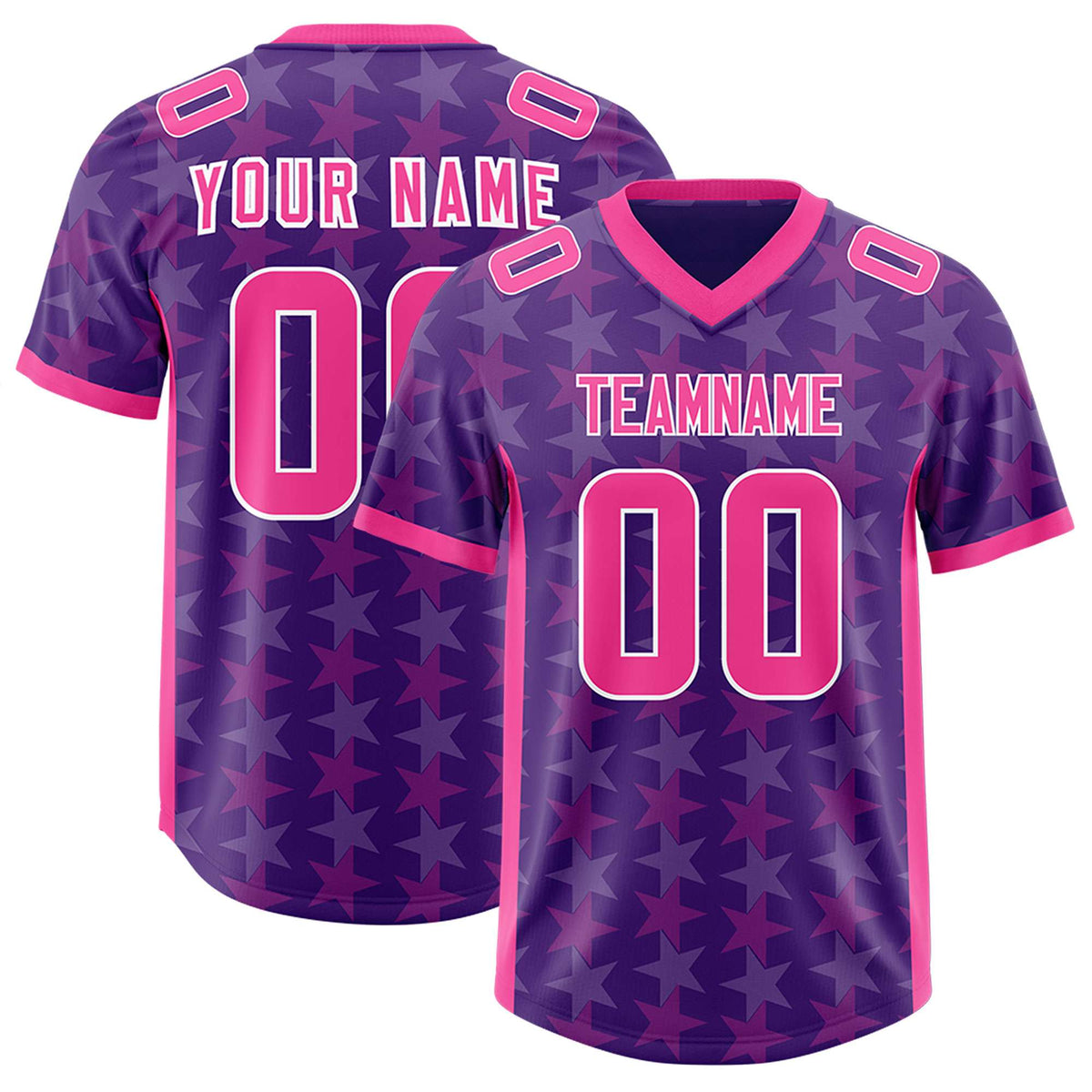 Custom Purple Pink Personalized All Star Graffiti Pattern Authentic American Football Jersey