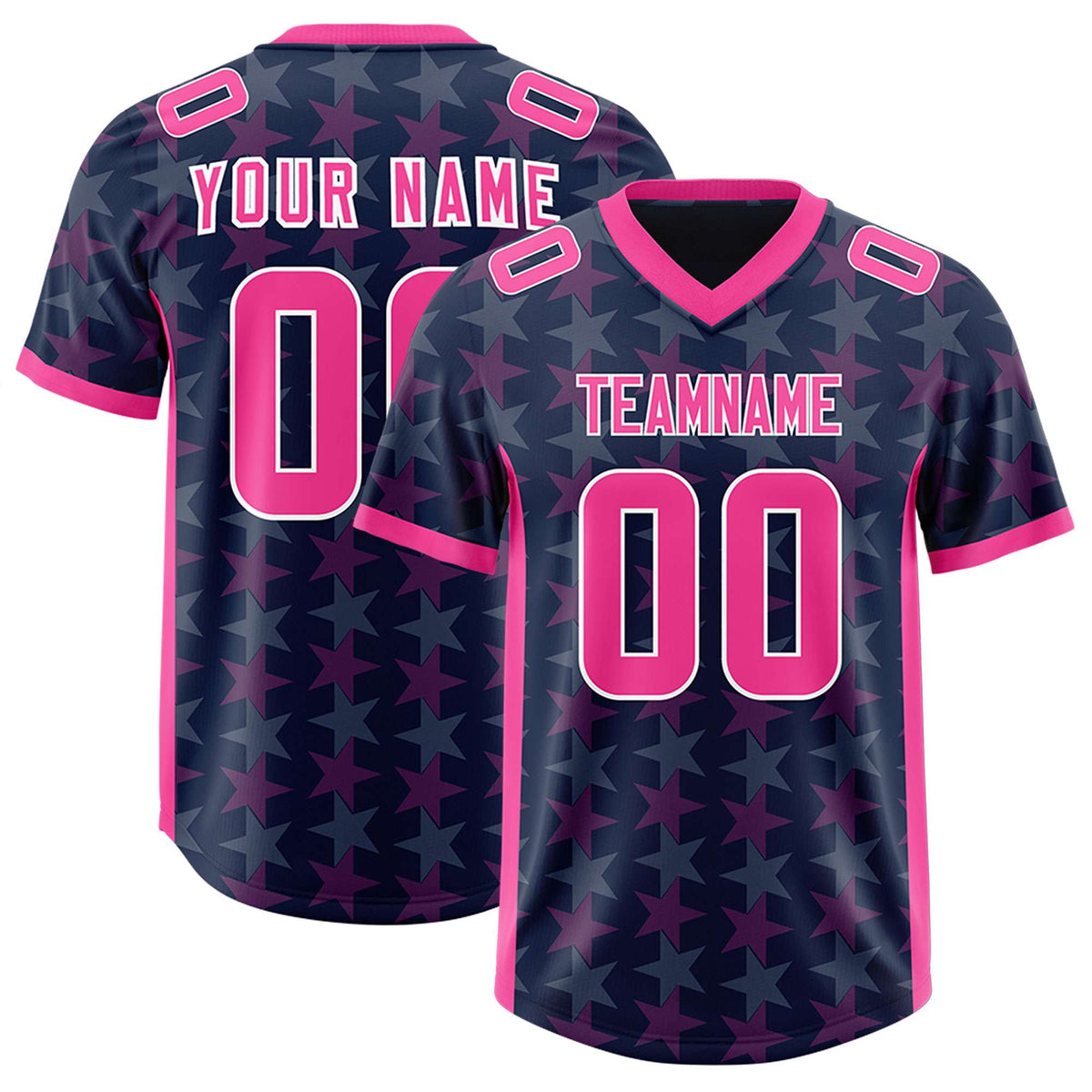 Custom Navy Pink Personalized All Star Graffiti Pattern Authentic American Football Jersey