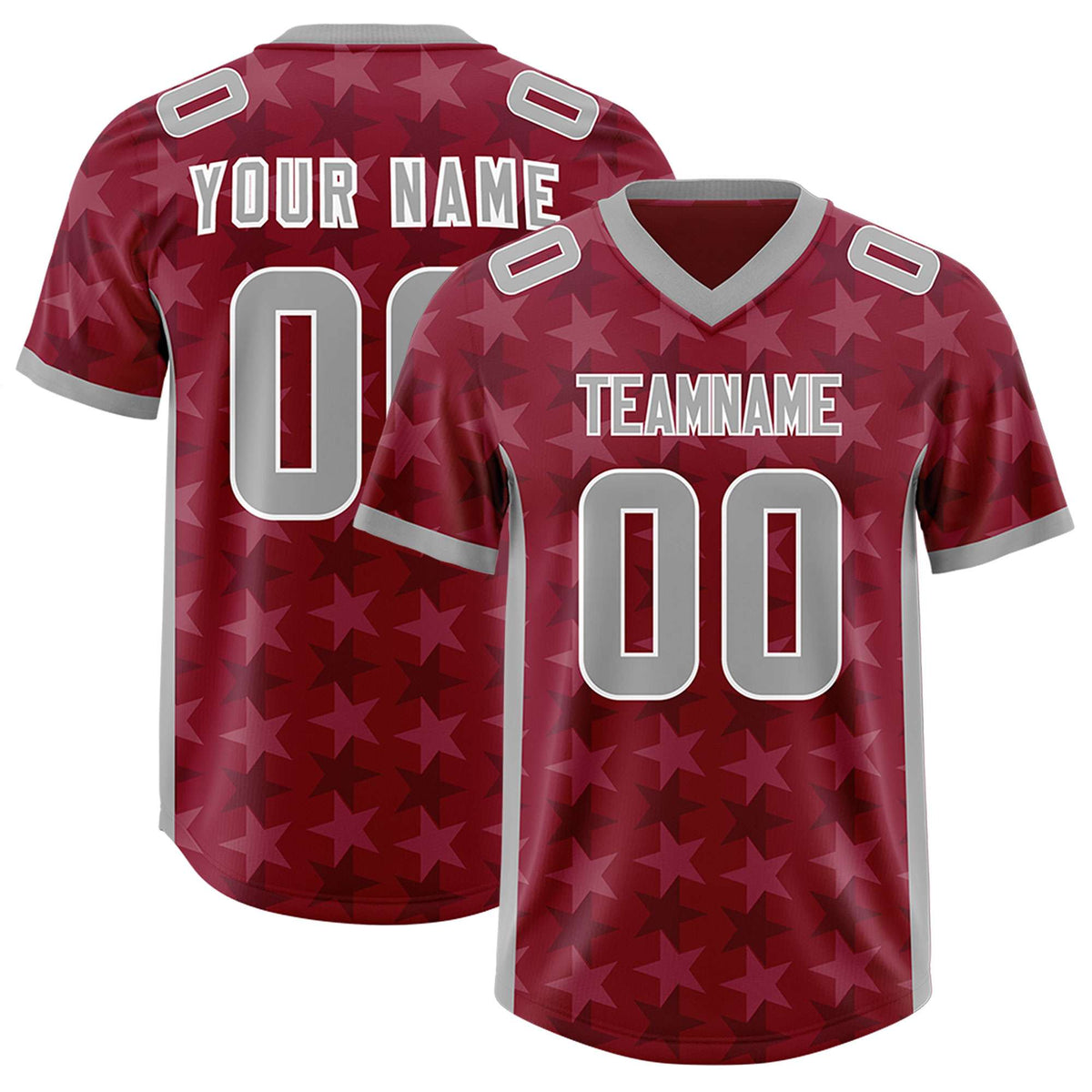 Custom Crimson Grey Personalized All Star Graffiti Pattern Authentic American Football Jersey