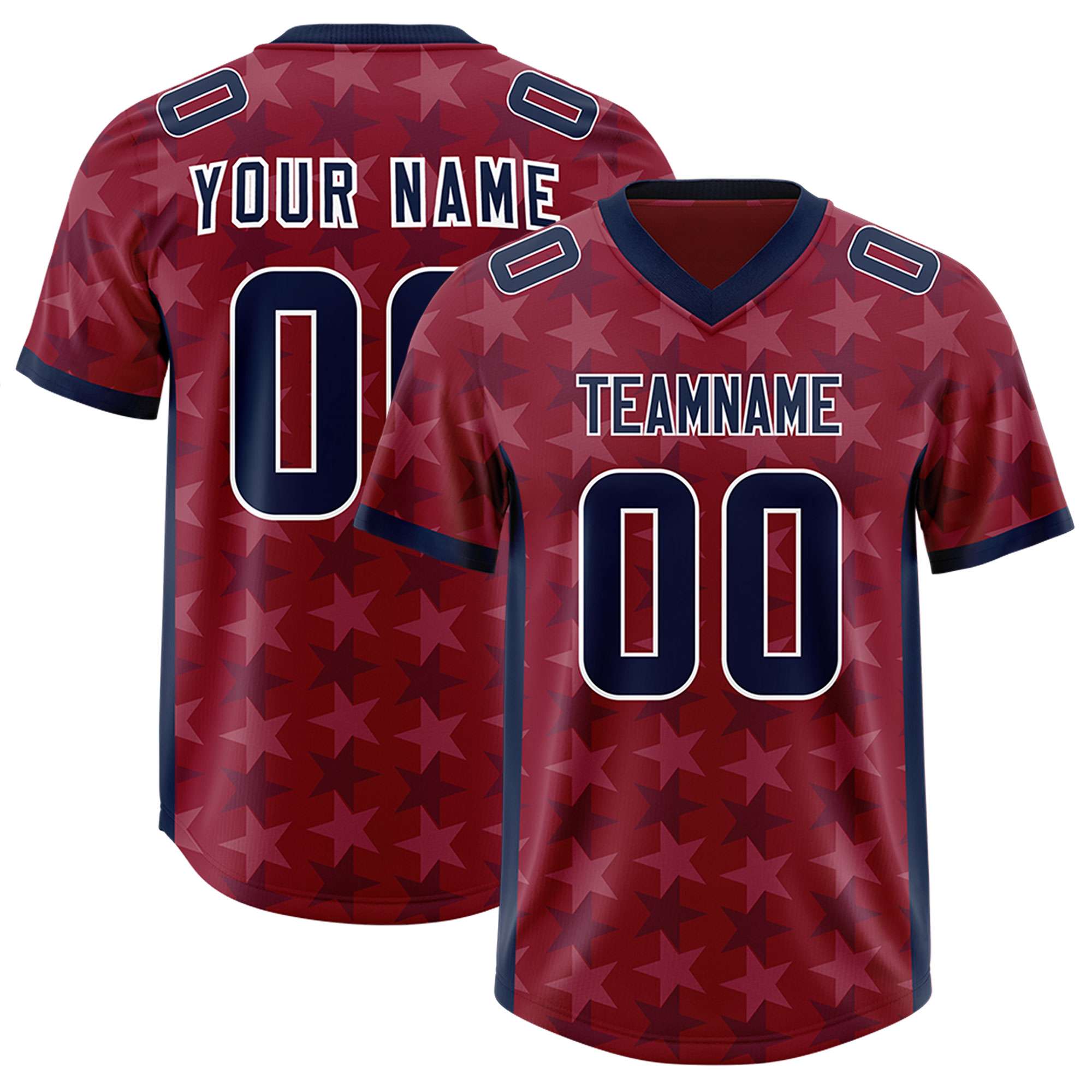 Custom Crimson Navy Personalized All Star Graffiti Pattern Authentic American Football Jersey