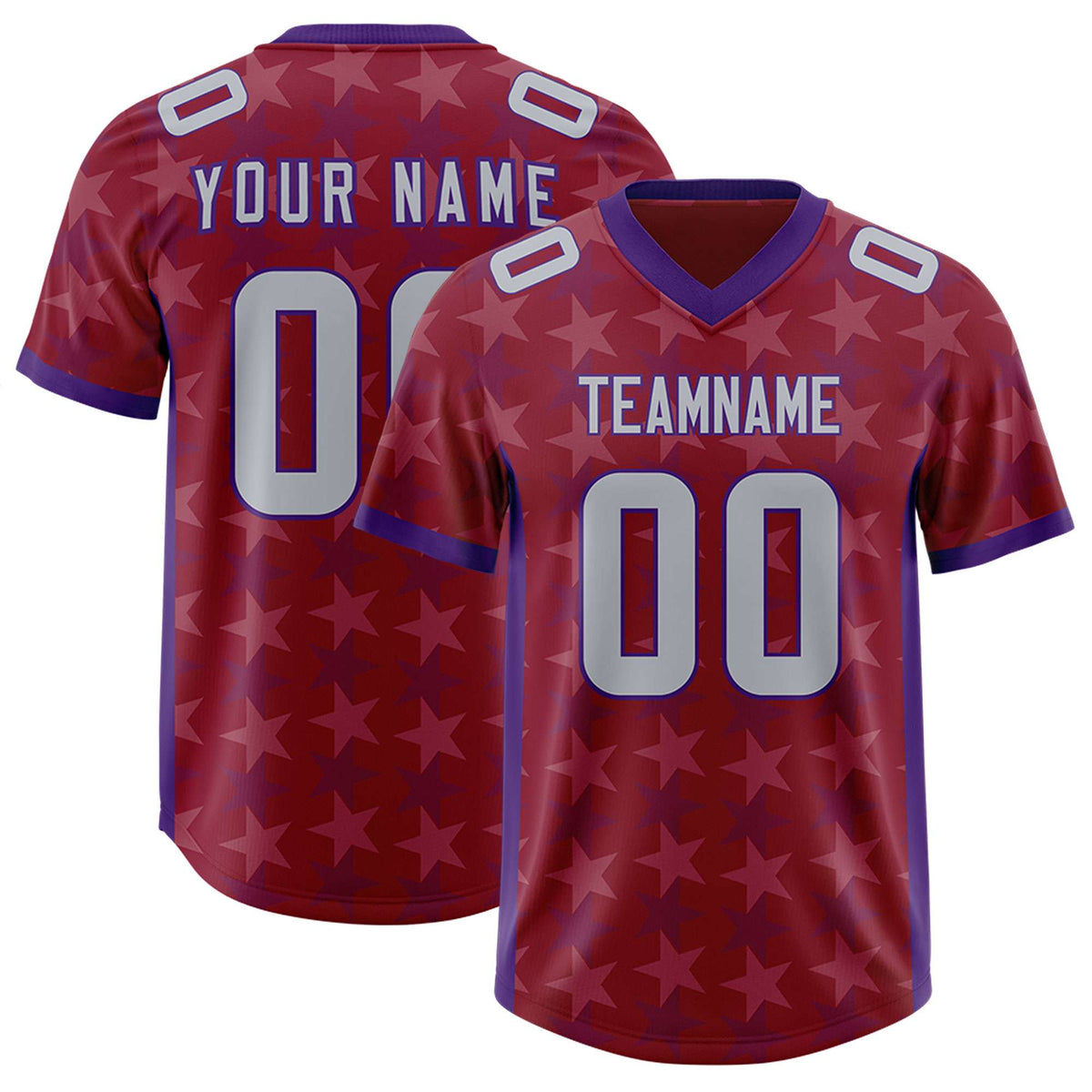 Custom Crimson Purple Personalized All Star Graffiti Pattern Authentic American Football Jersey