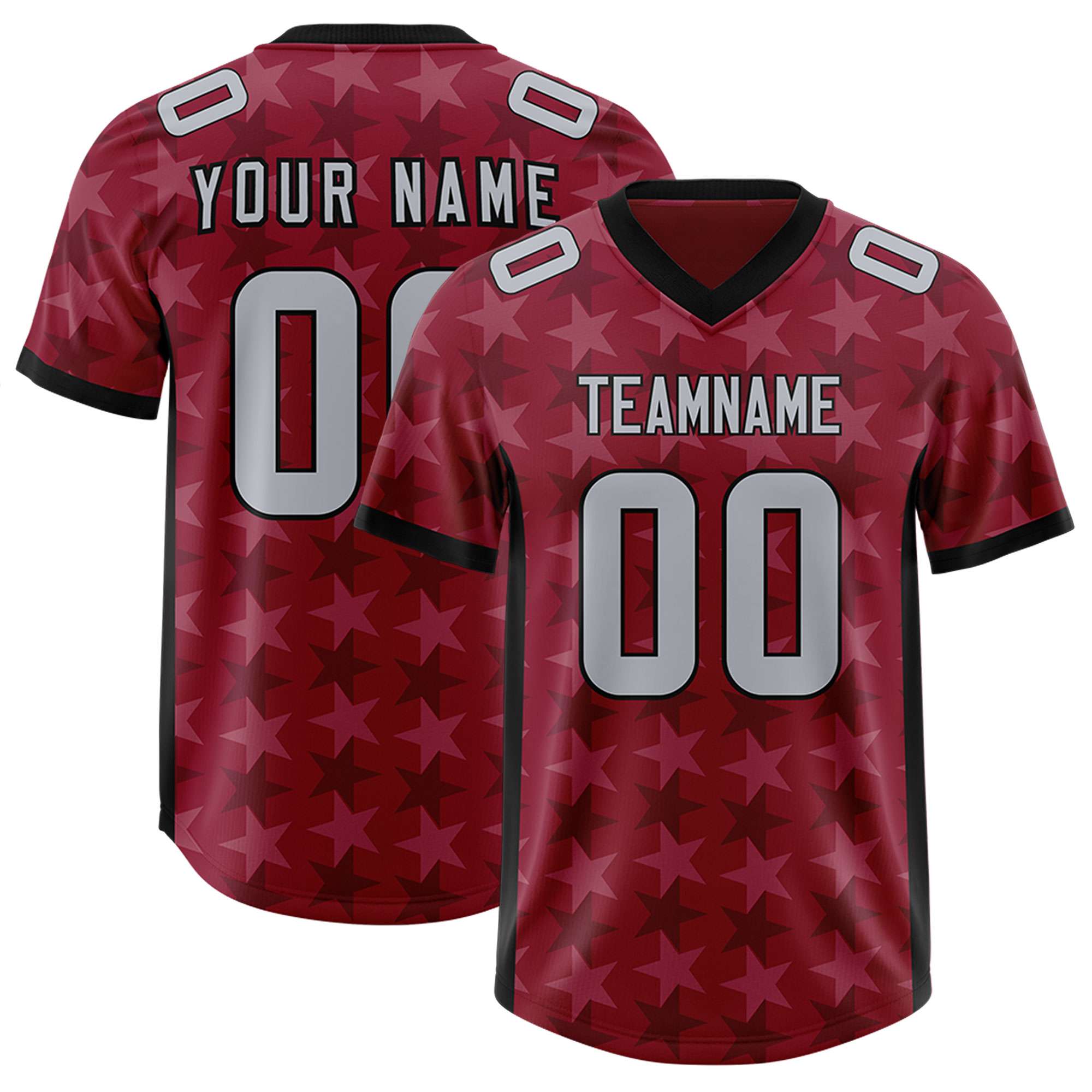 Custom Crimson Black Personalized All Star Graffiti Pattern Authentic American Football Jersey