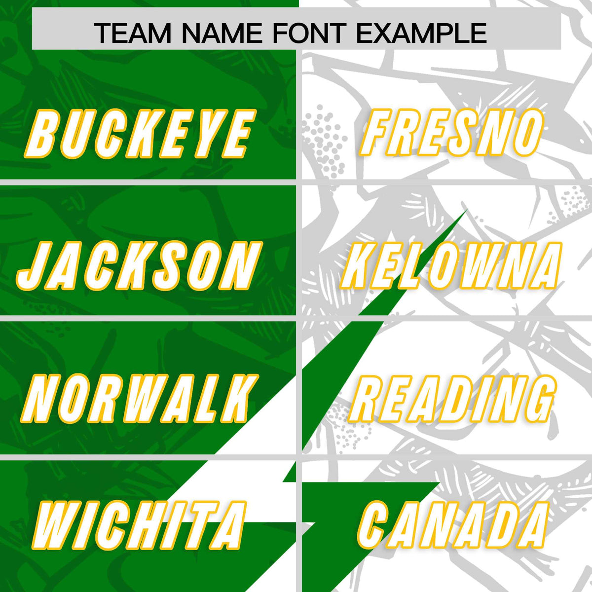 Custom Kelly Green White Split Personalized Lightning Pattern American Football Jersey