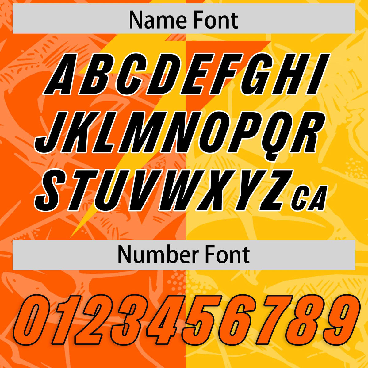 Custom Orange Yellow Split Personalized Lightning Pattern American Football Jersey