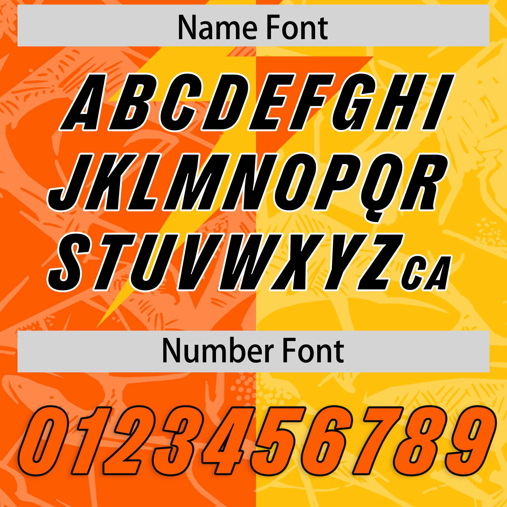 Custom Orange Yellow Split Personalized Lightning Pattern American Football Jersey