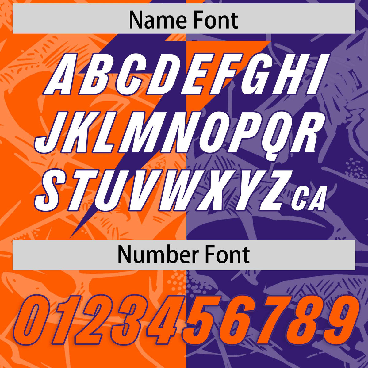 Custom Orange Purple Split Personalized Lightning Pattern American Football Jersey