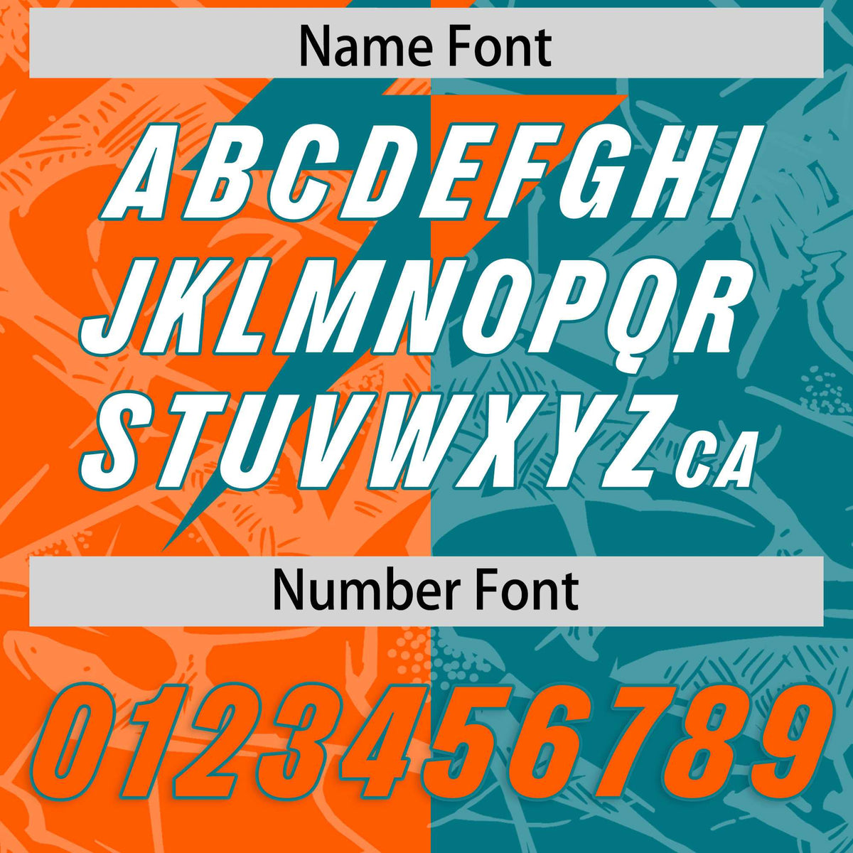 Custom Aqua Orange Split Personalized Lightning Pattern American Football Jersey