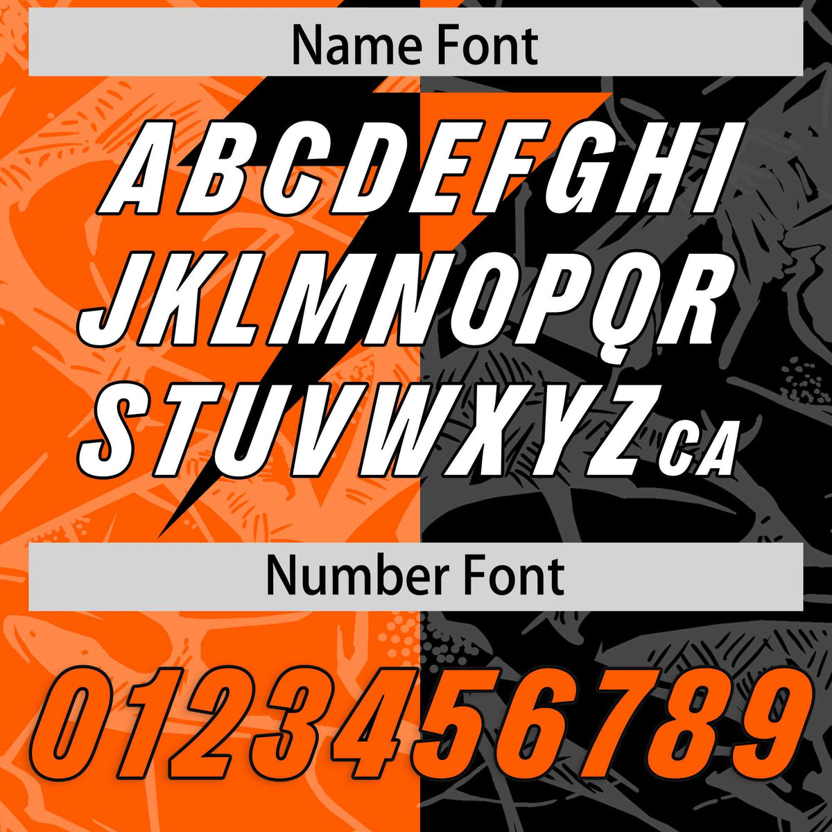 Custom Black Orange Split Personalized Lightning Pattern American Football Jersey