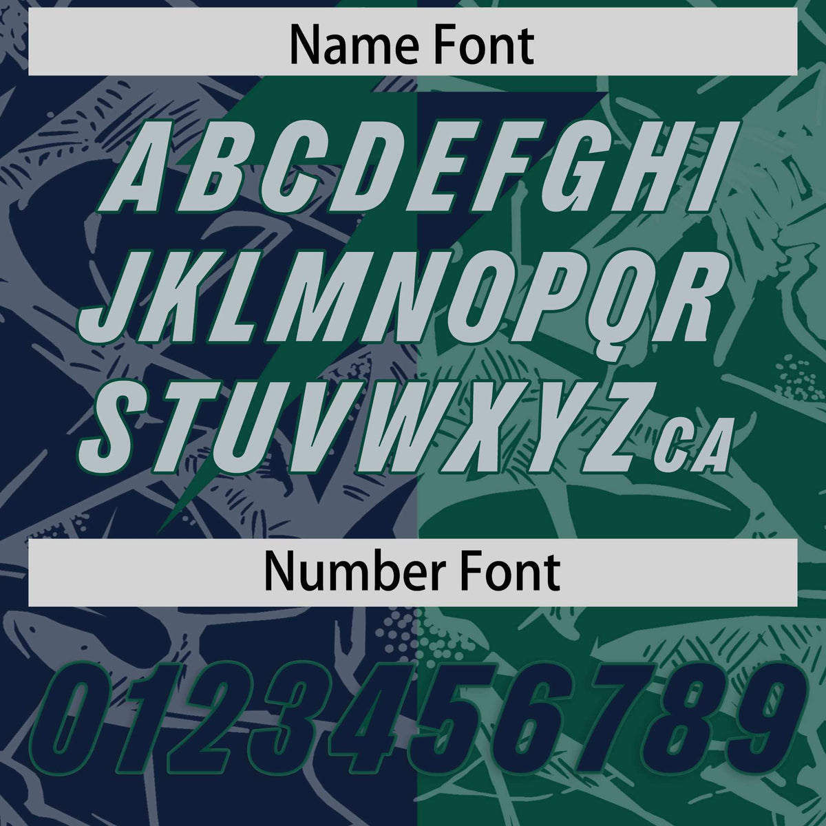 Custom Green Navy Split Personalized Lightning Pattern American Football Jersey