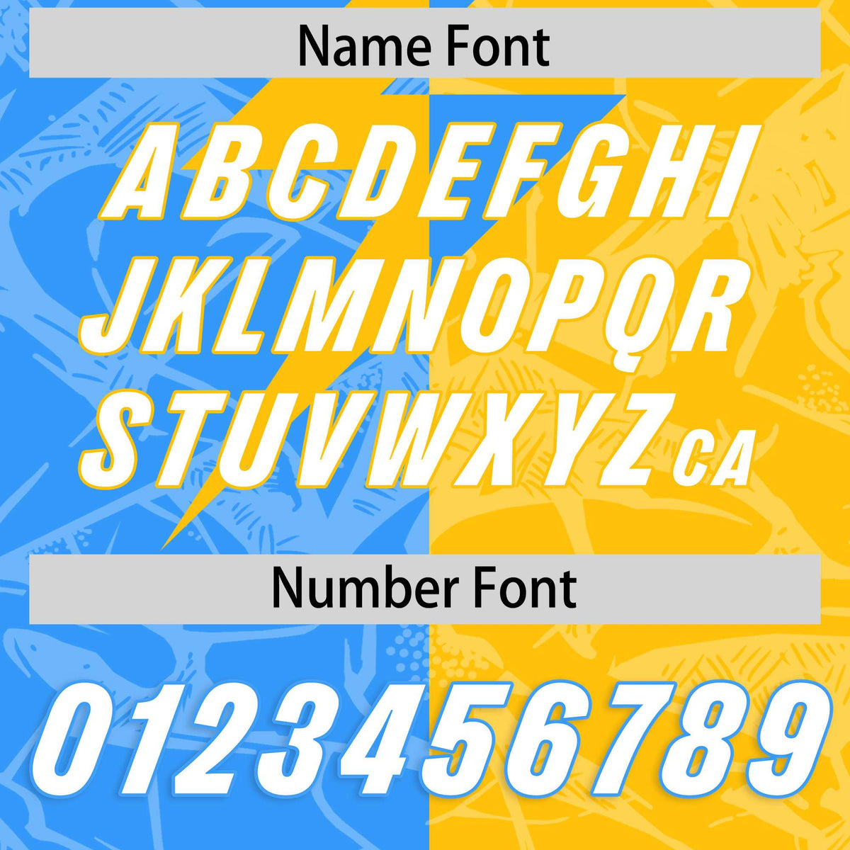 Custom Yellow Light Blue Split Personalized Lightning Pattern American Football Jersey