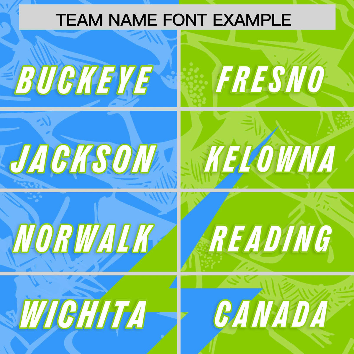 Custom Neon Green Light Blue Split Personalized Lightning Pattern American Football Jersey