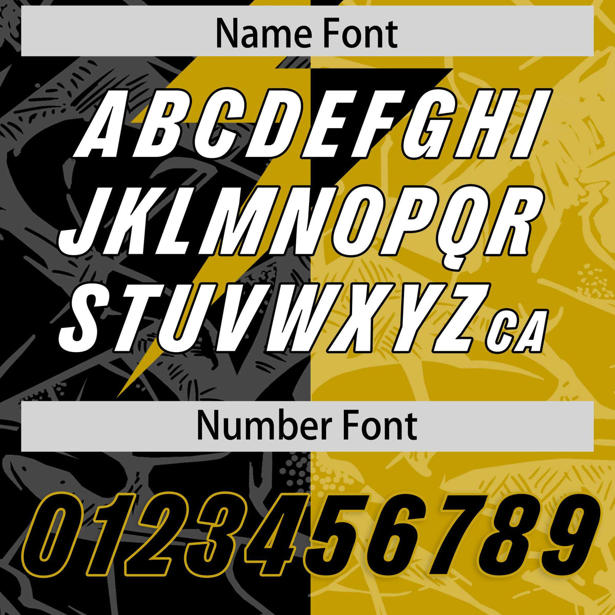 Custom Old Gold Black Split Personalized Lightning Pattern American Football Jersey