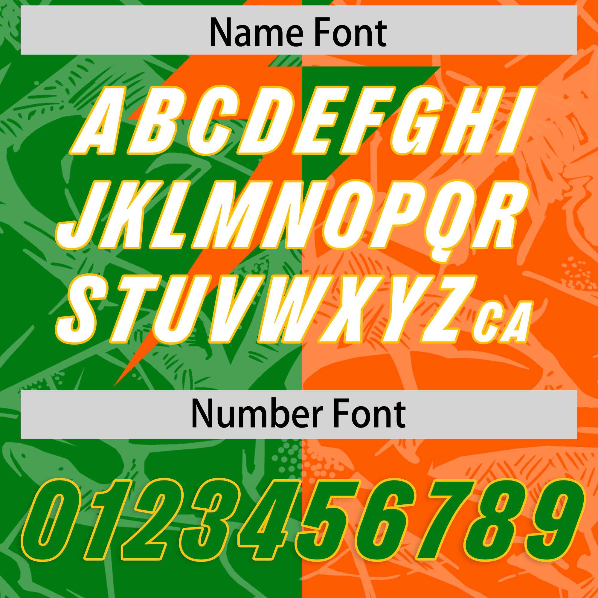 Custom Orange Kelly Green Split Personalized Lightning Pattern American Football Jersey