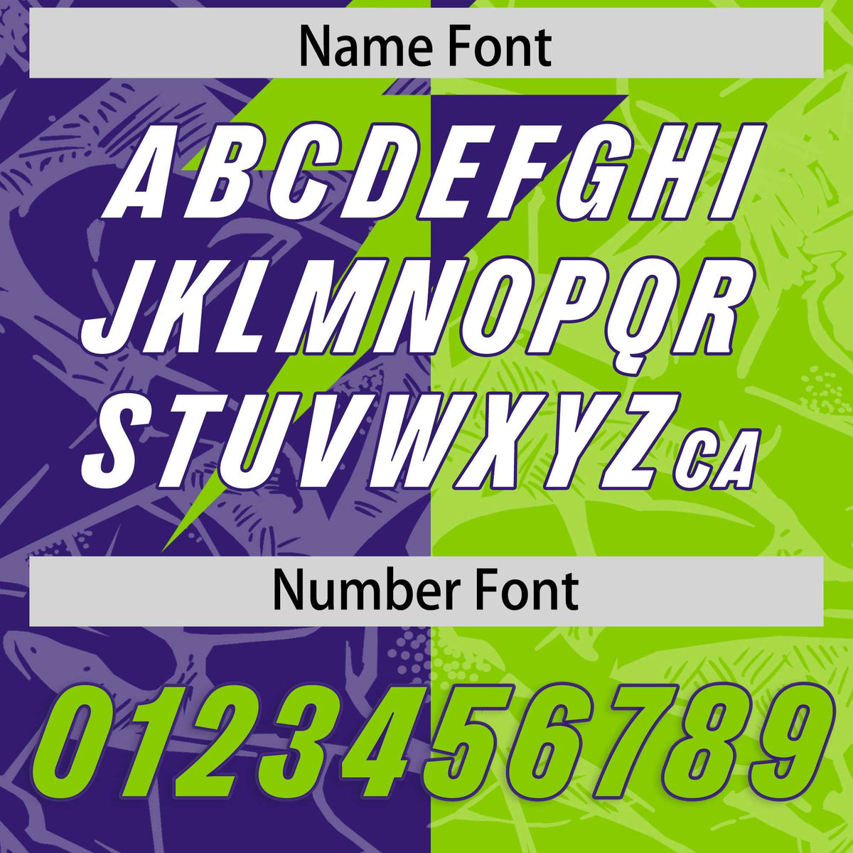 Custom Neon Green Purple Split Personalized Lightning Pattern American Football Jersey