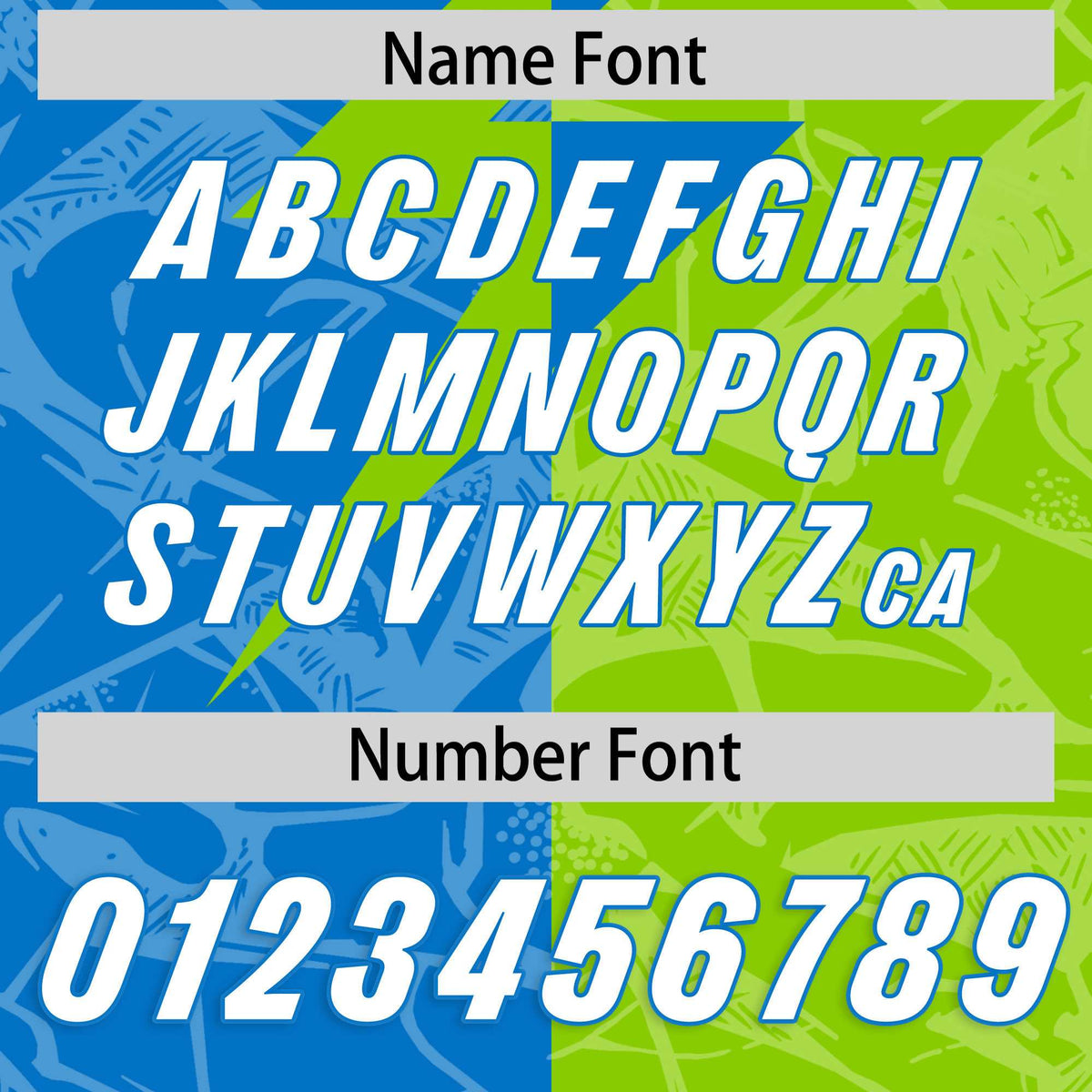 Custom Neon Green Panther Blue Split Personalized Lightning Pattern American Football Jersey