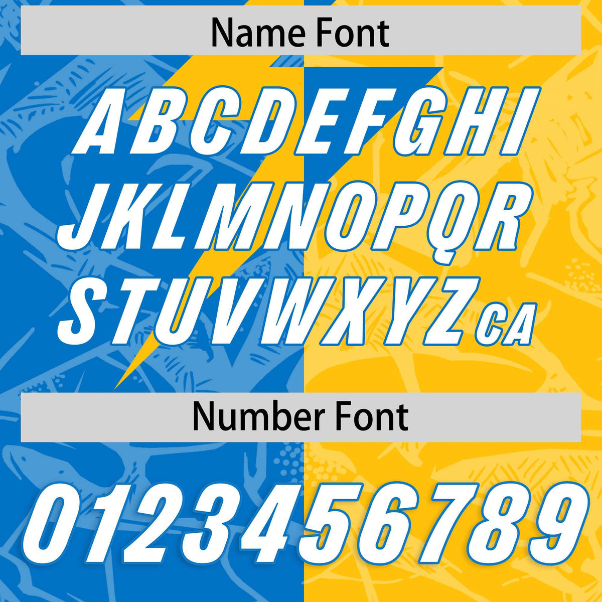 Custom Panther Blue Yellow Split Personalized Lightning Pattern American Football Jersey