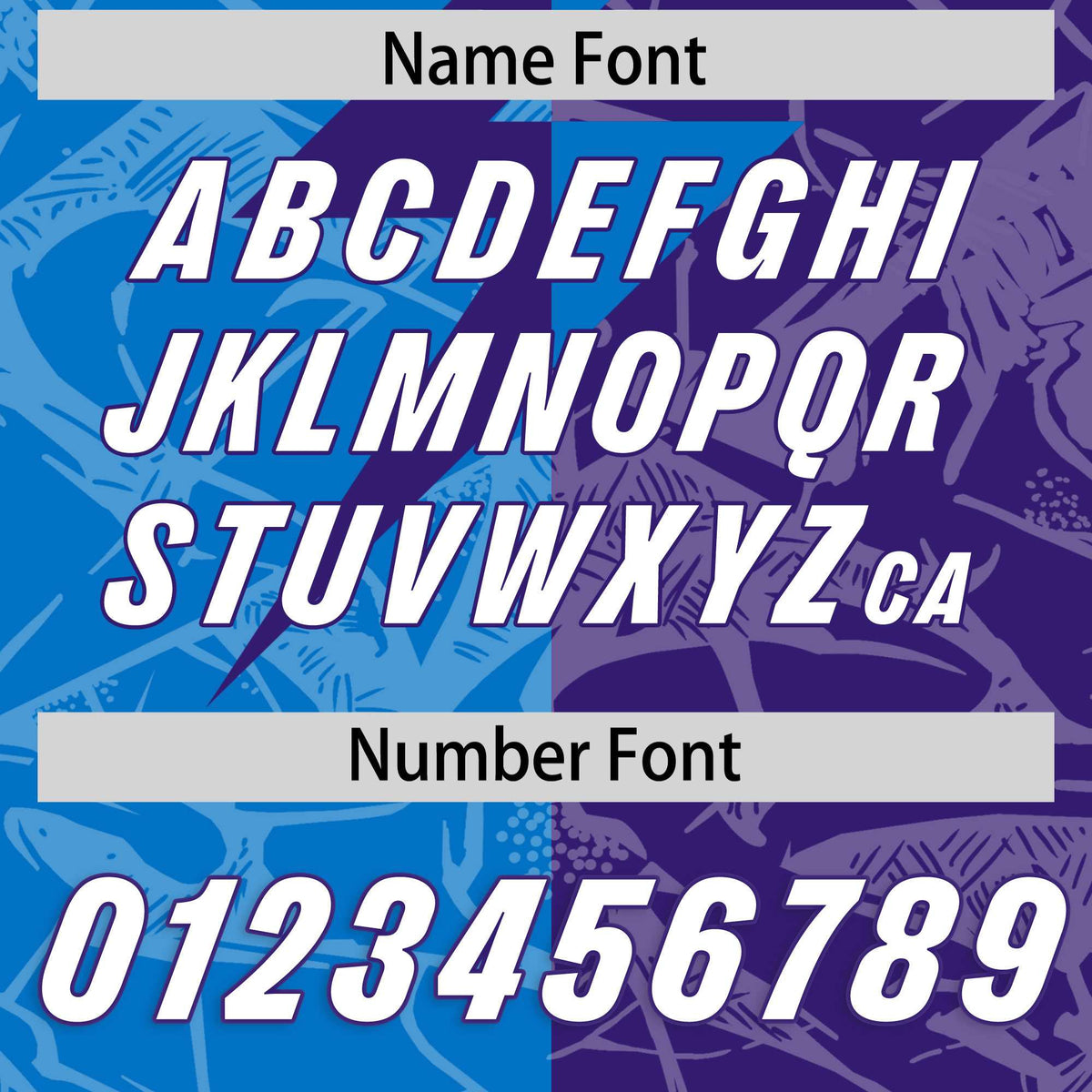 Custom Panther Blue Purple Split Personalized Lightning Pattern American Football Jersey