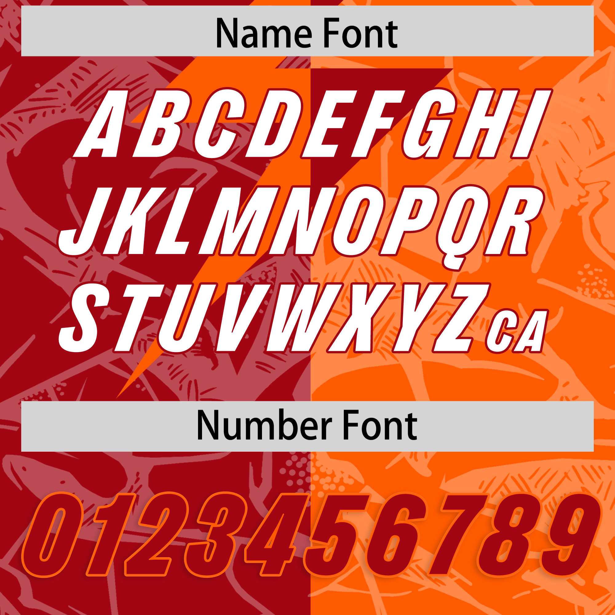 Custom Red Orange Split Personalized Lightning Pattern American Football Jersey