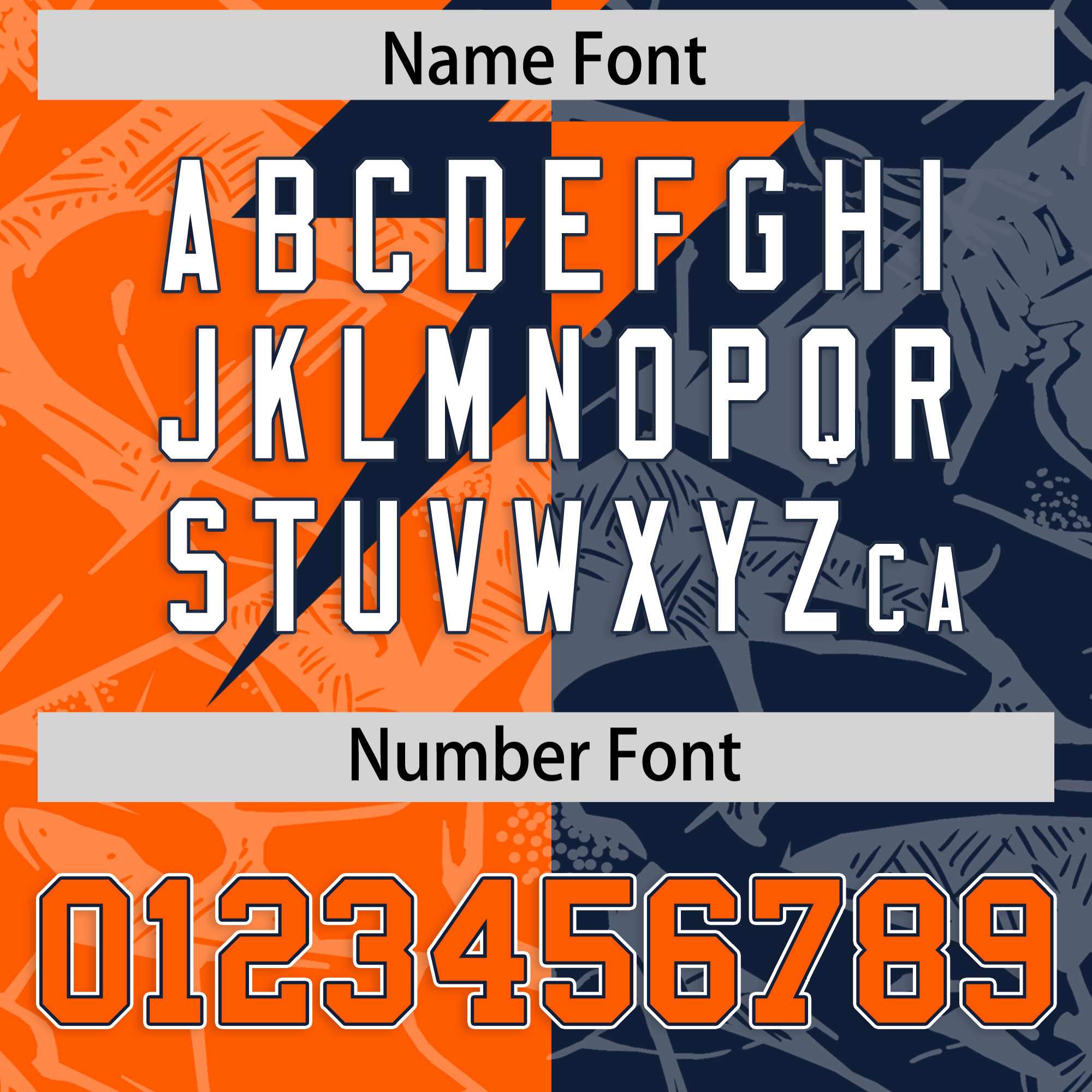 Custom Orange Navy Split Personalized Lightning Pattern American Football Jersey