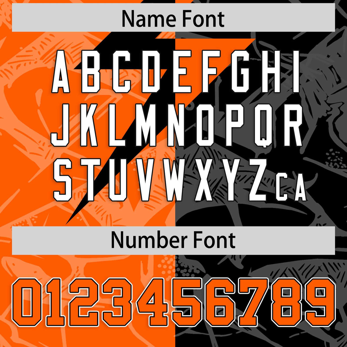 Custom Black Orange Split Personalized Lightning Pattern American Football Jersey