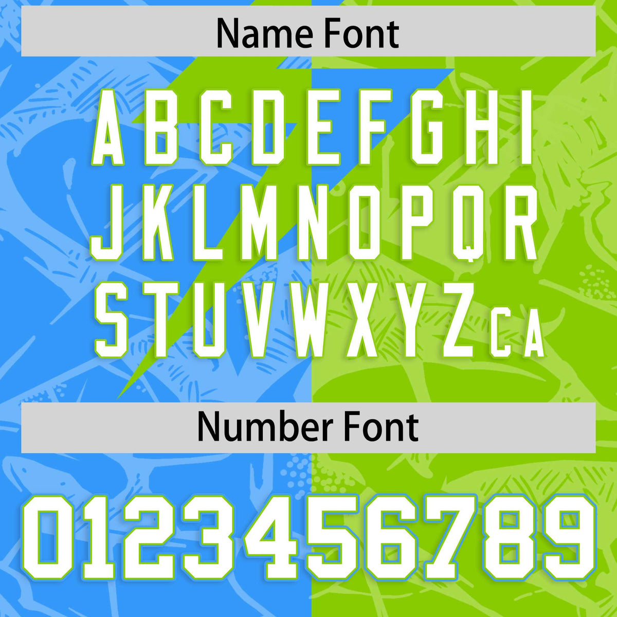 Custom Neon Green Light Blue Split Personalized Lightning Pattern American Football Jersey