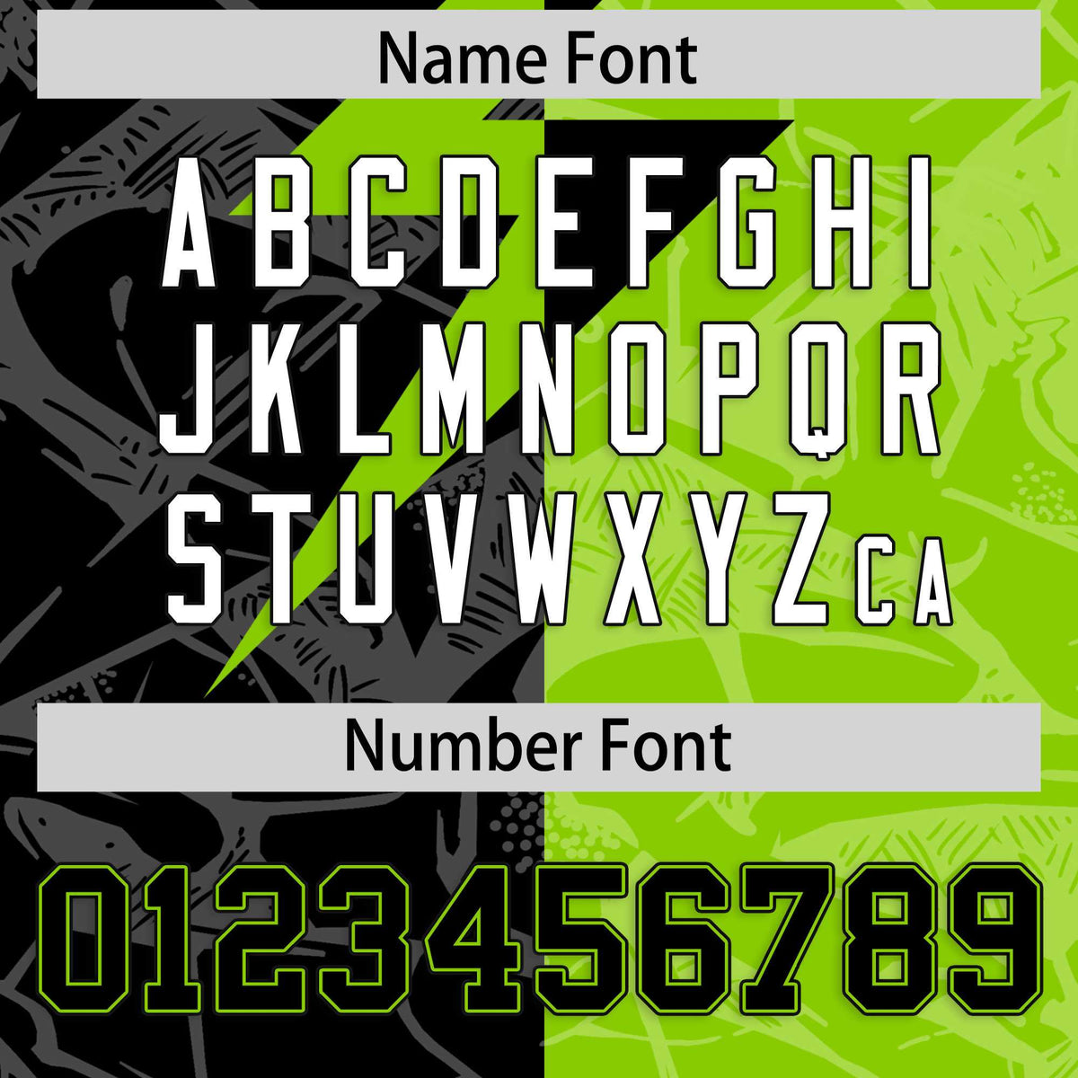 Custom Neon Green Black Split Personalized Lightning Pattern American Football Jersey