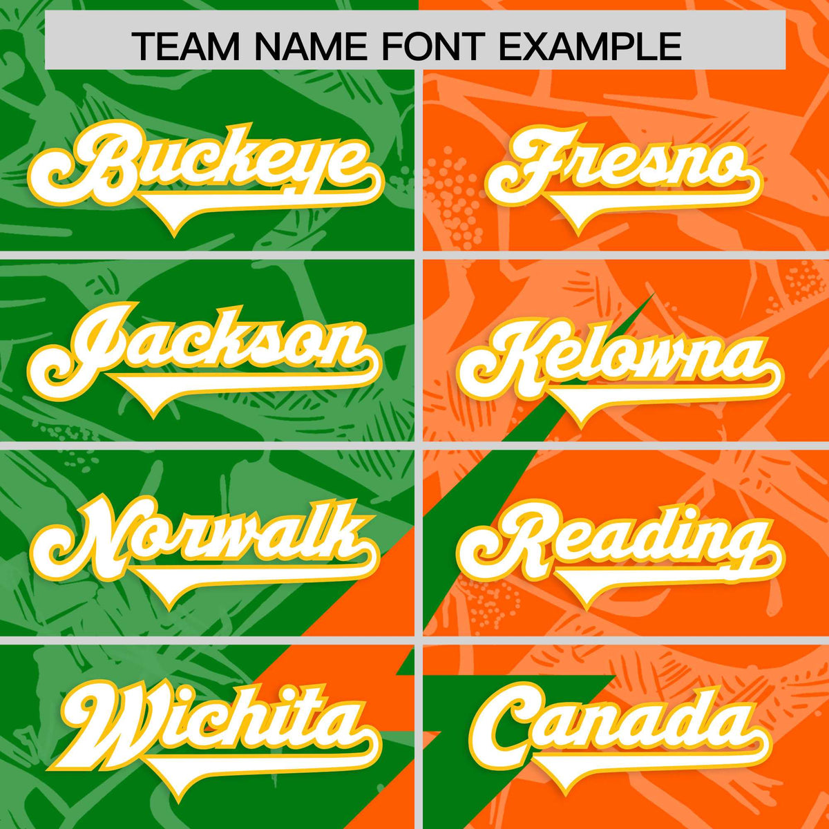 Custom Orange Kelly Green Split Personalized Lightning Pattern American Football Jersey