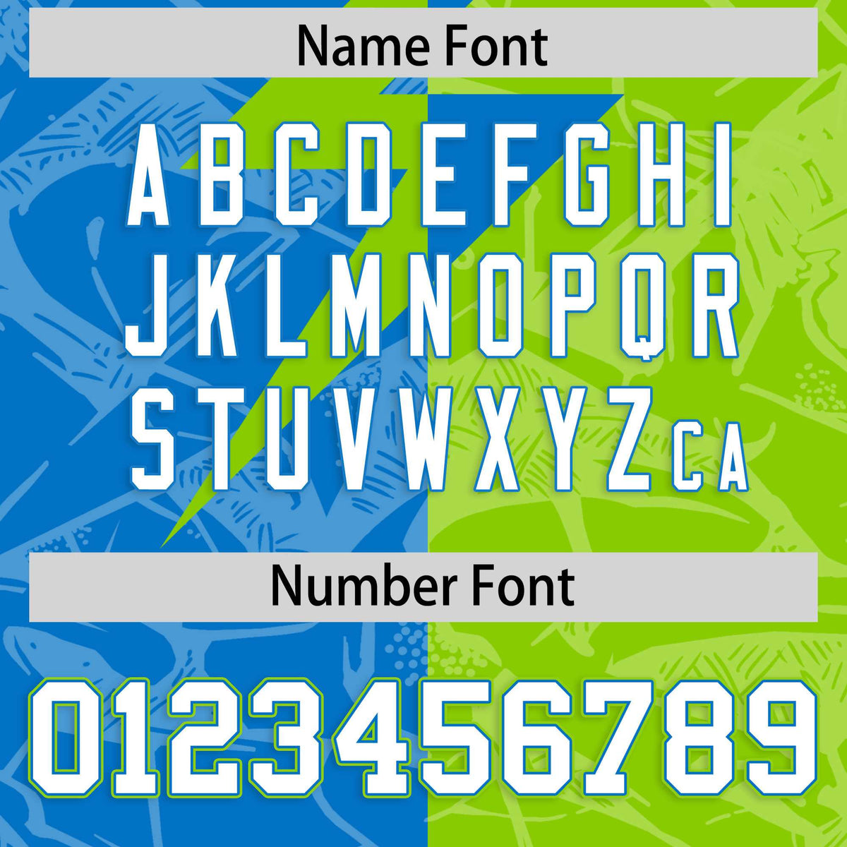 Custom Neon Green Panther Blue Split Personalized Lightning Pattern American Football Jersey