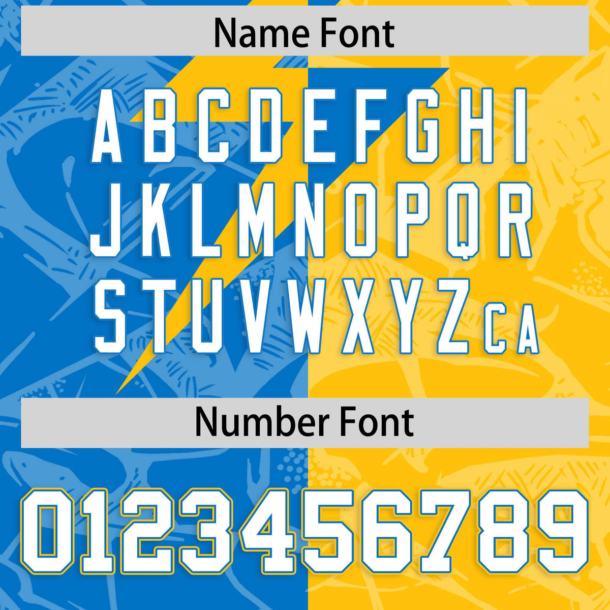 Custom Panther Blue Gold Split Personalized Lightning Pattern American Football Jersey