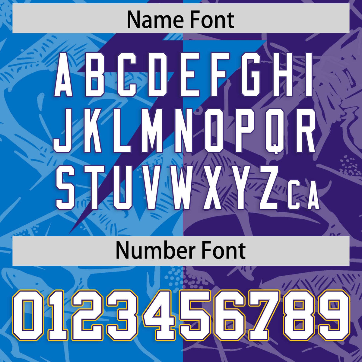 Custom Panther Blue Purple Split Personalized Lightning Pattern American Football Jersey