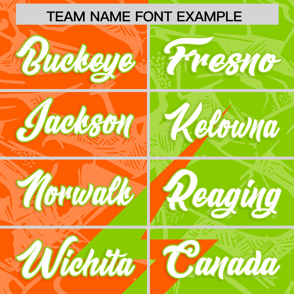 Custom Neon Green Orange Split Personalized Lightning Pattern American Football Jersey