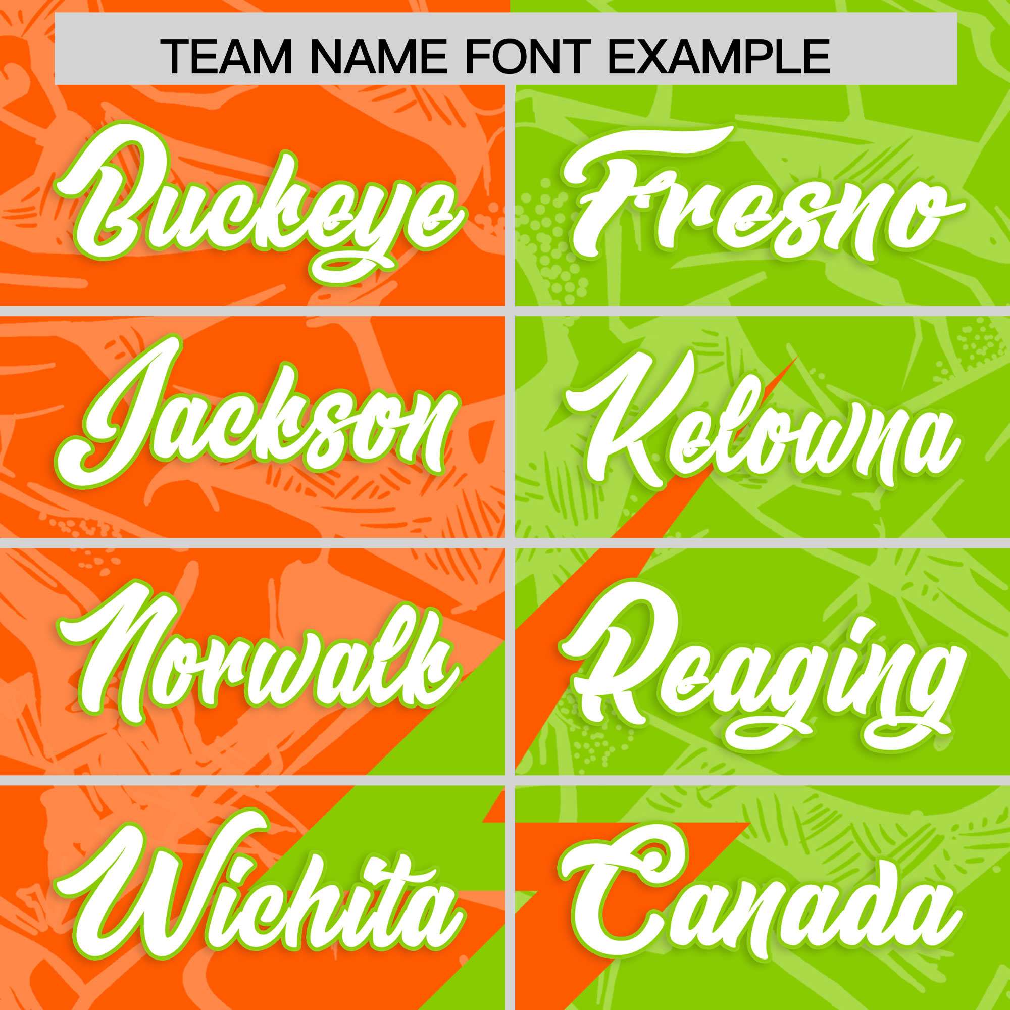 Custom Neon Green Orange Split Personalized Lightning Pattern American Football Jersey