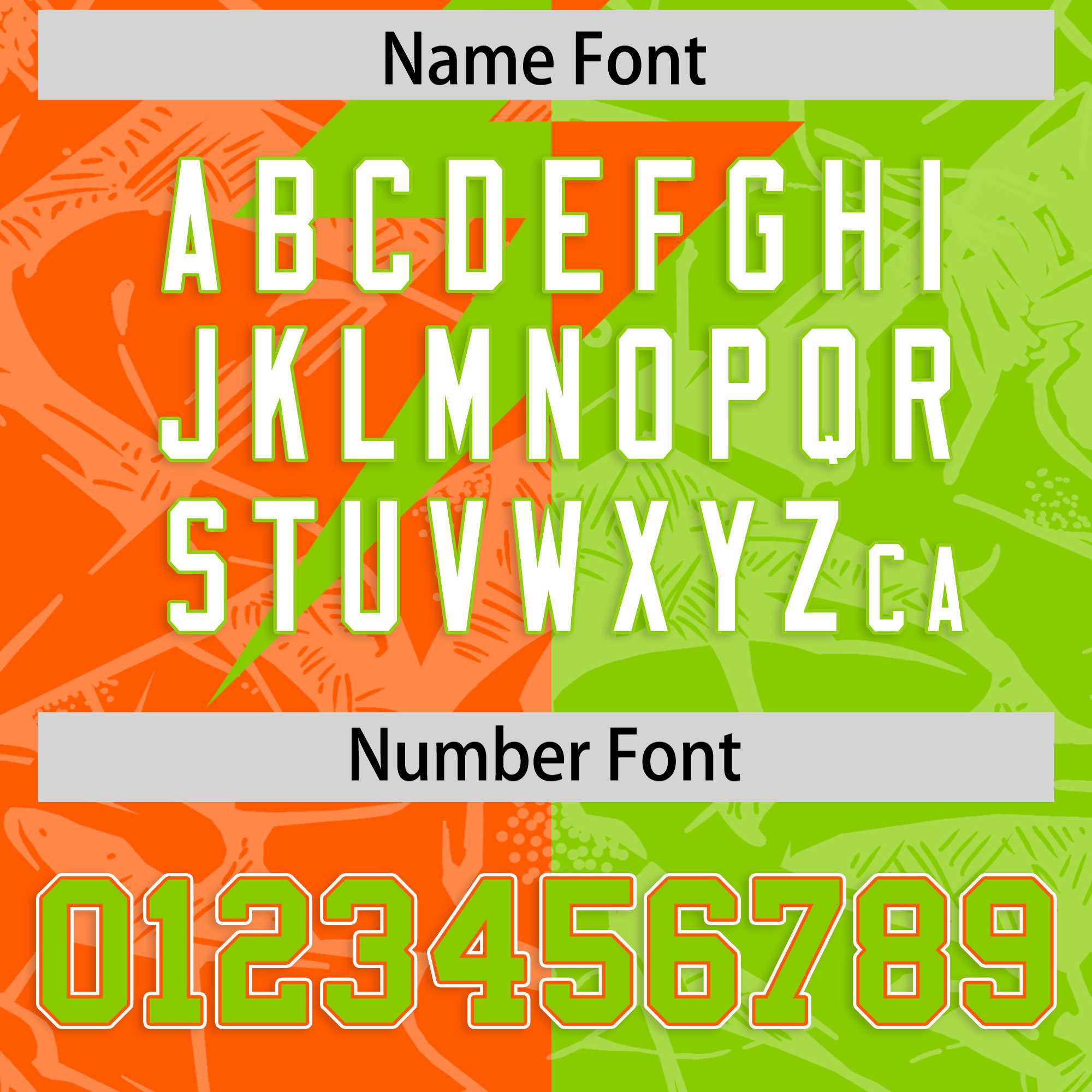 Custom Neon Green Orange Split Personalized Lightning Pattern American Football Jersey