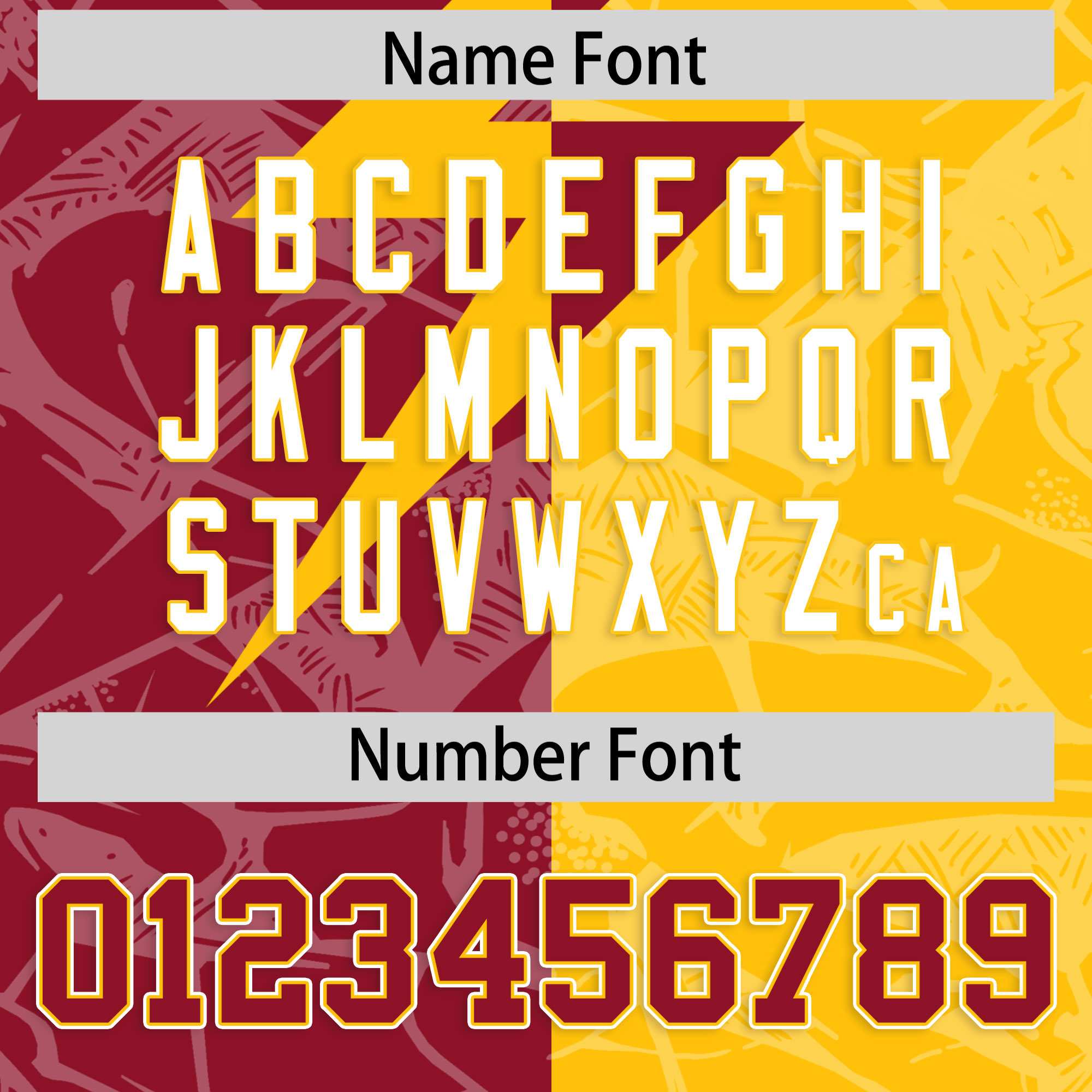 Custom Yellow Cardinal Split Personalized Lightning Pattern American Football Jersey