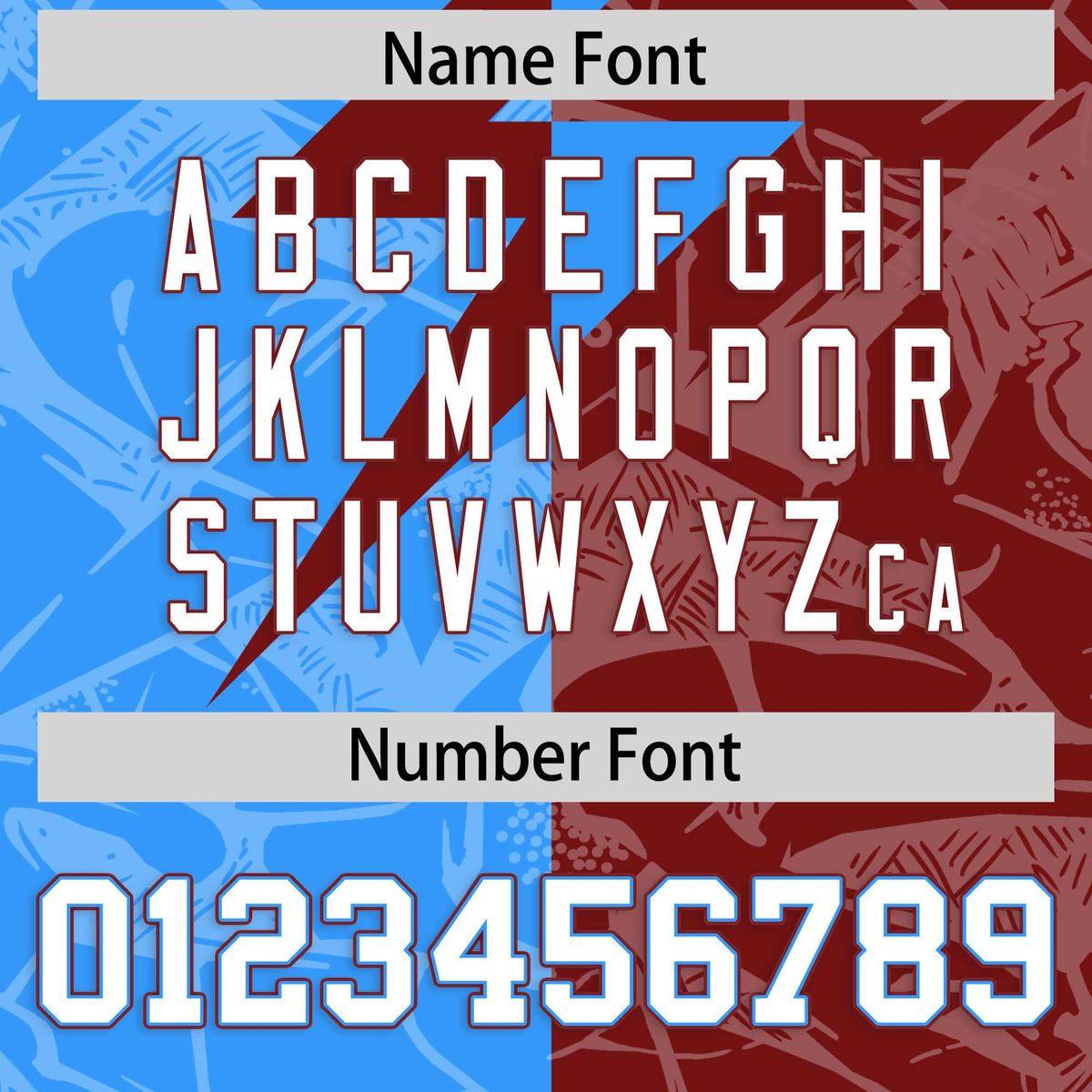 Custom Crimson Light Blue Split Personalized Lightning Pattern American Football Jersey