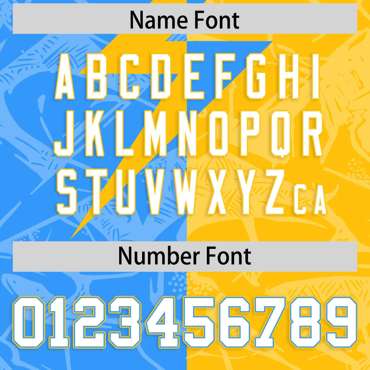 Custom Yellow Light Blue Split Personalized Lightning Pattern American Football Jersey