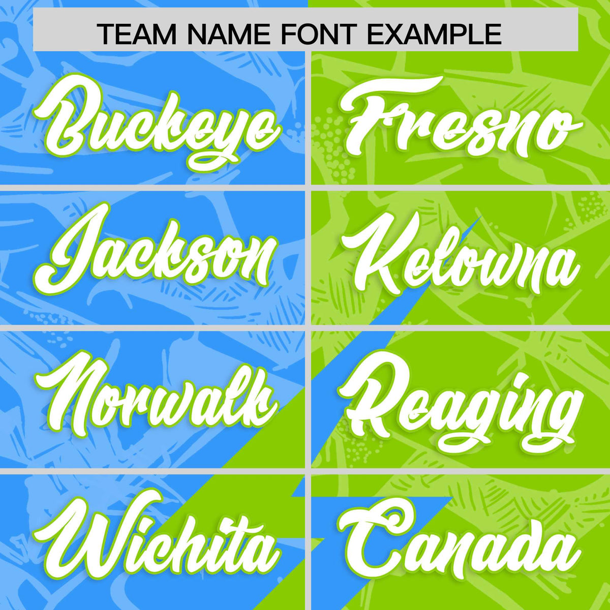 Custom Neon Green Light Blue Split Personalized Lightning Pattern American Football Jersey