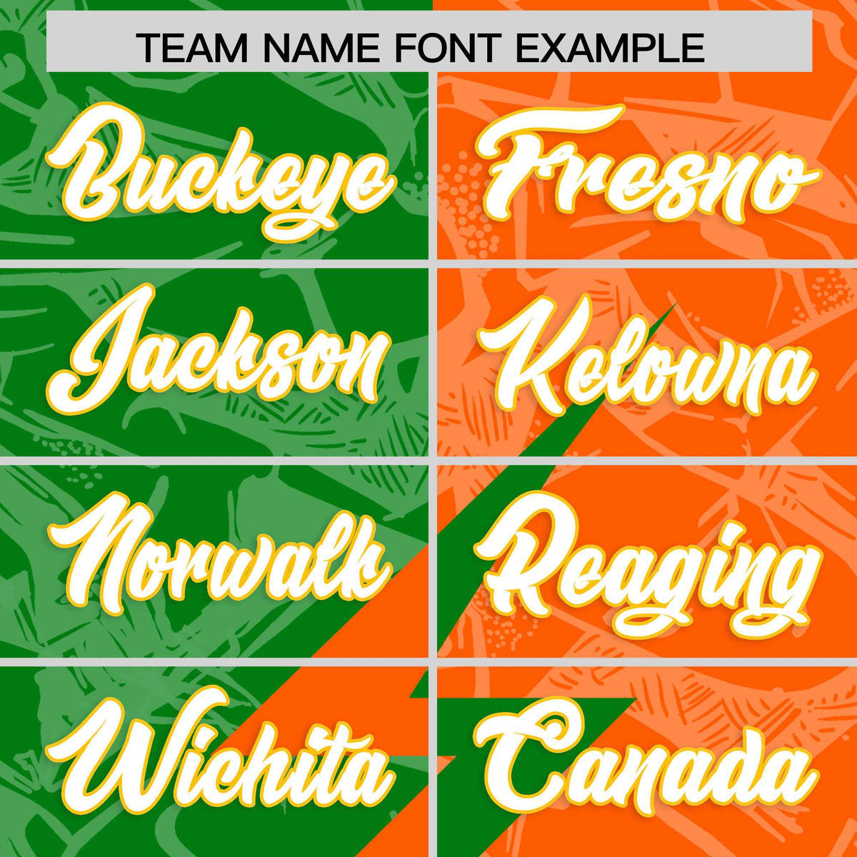 Custom Orange Kelly Green Split Personalized Lightning Pattern American Football Jersey