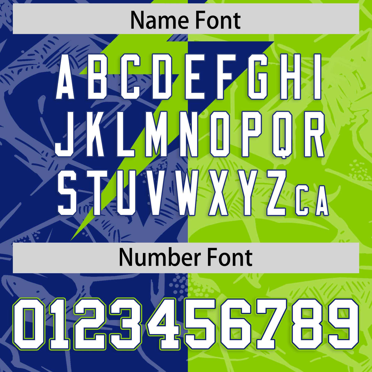 Custom Royal Neon Green Split Personalized Lightning Pattern American Football Jersey