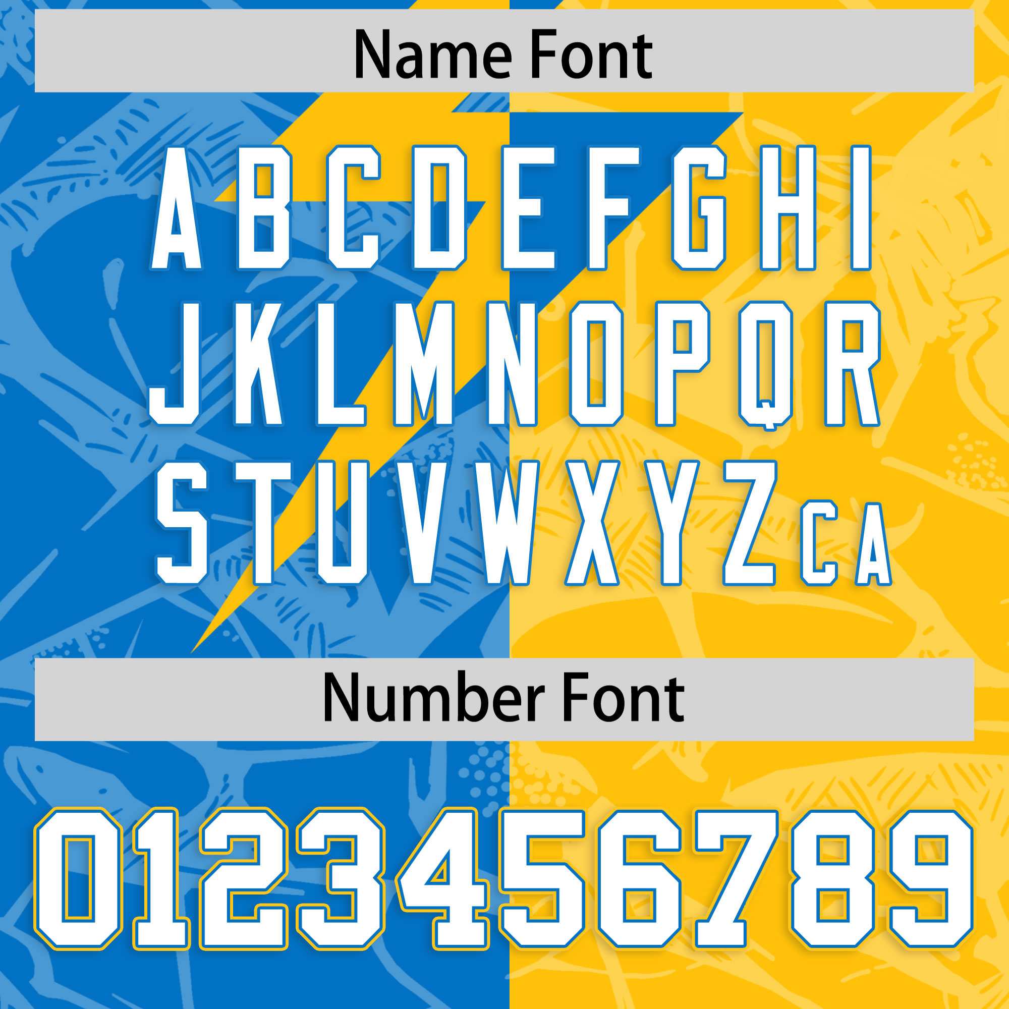 Custom Panther Blue Yellow Split Personalized Lightning Pattern American Football Jersey