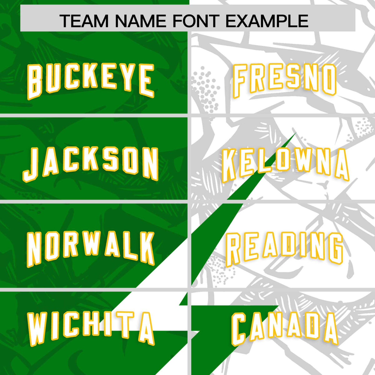 Custom Kelly Green White Split Personalized Lightning Pattern American Football Jersey