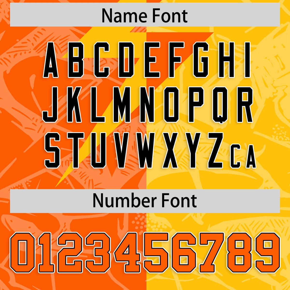 Custom Orange Yellow Split Personalized Lightning Pattern American Football Jersey