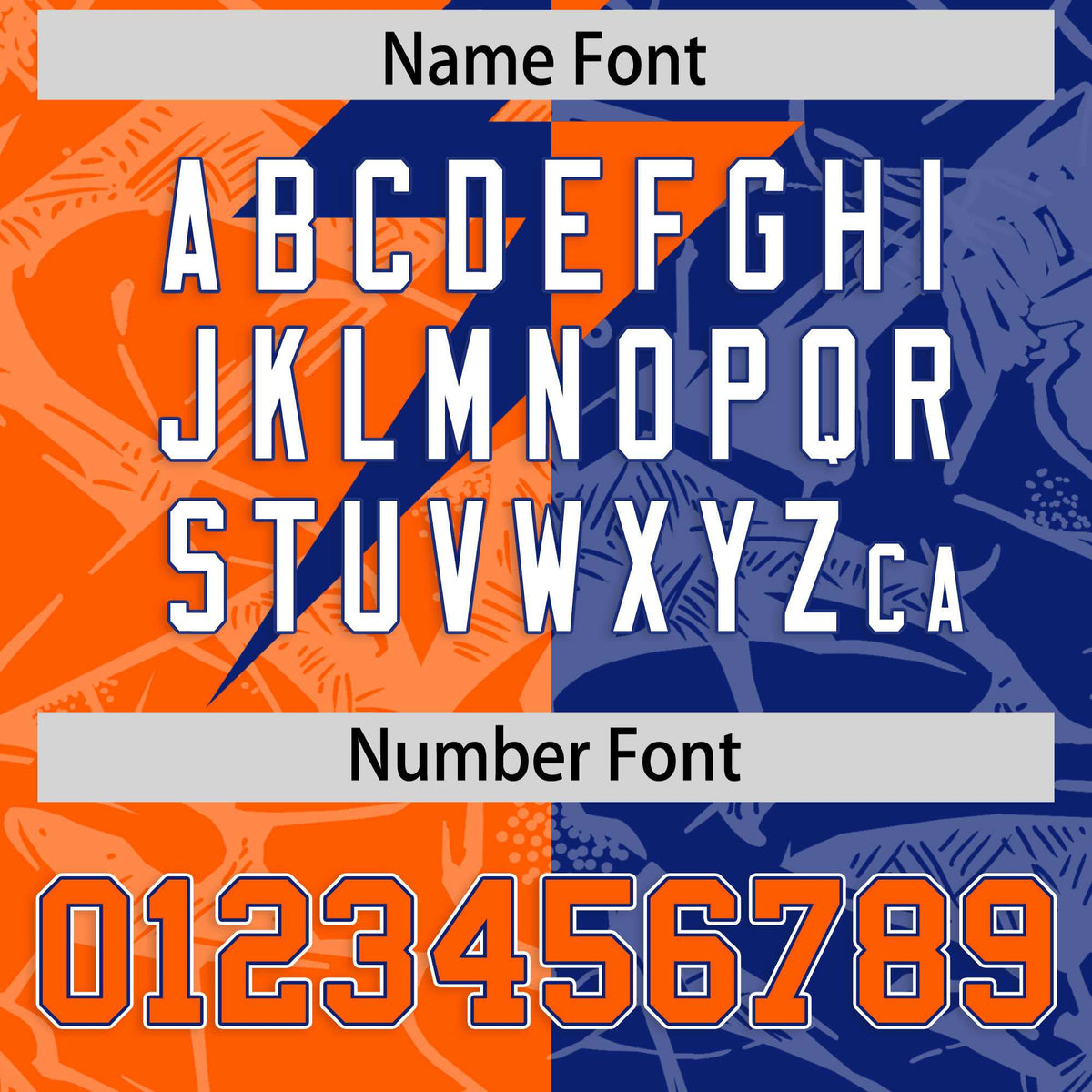 Custom Orange Royal Split Personalized Lightning Pattern American Football Jersey