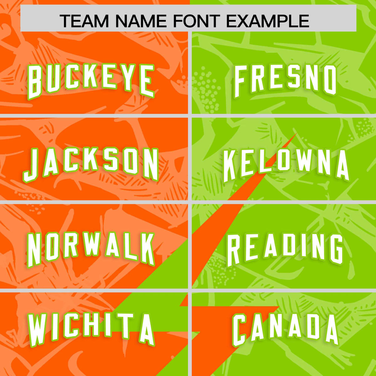 Custom Neon Green Orange Split Personalized Lightning Pattern American Football Jersey