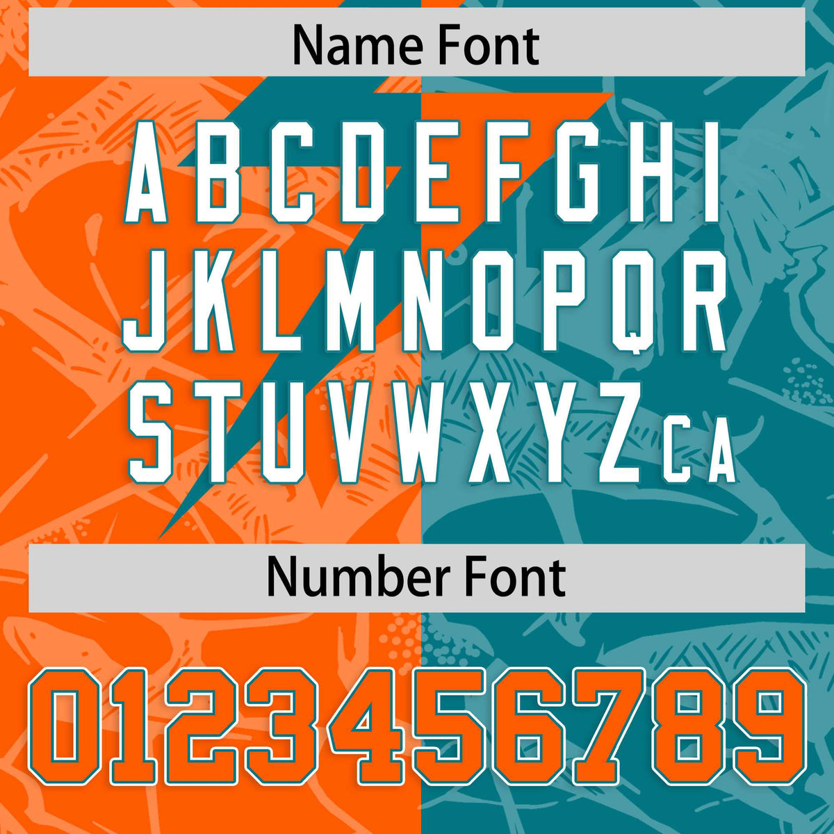 Custom Aqua Orange Split Personalized Lightning Pattern American Football Jersey